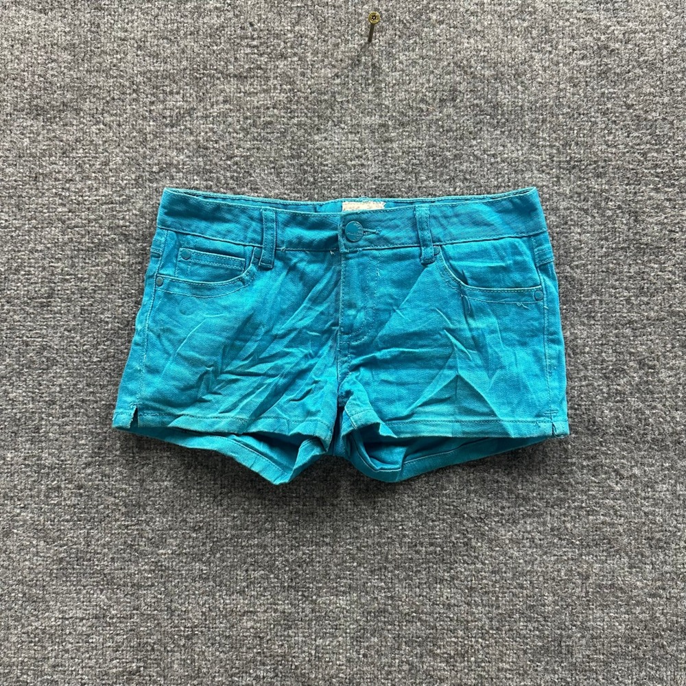 Mudd Shorts Womens Size 3 Turquoise Blue Denim Low Rise Casual Summer Stretch